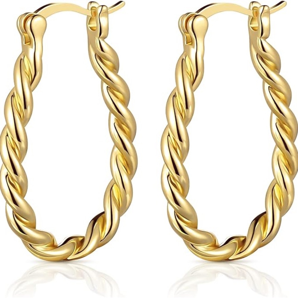 14k Gold plated twisty hoop earrings